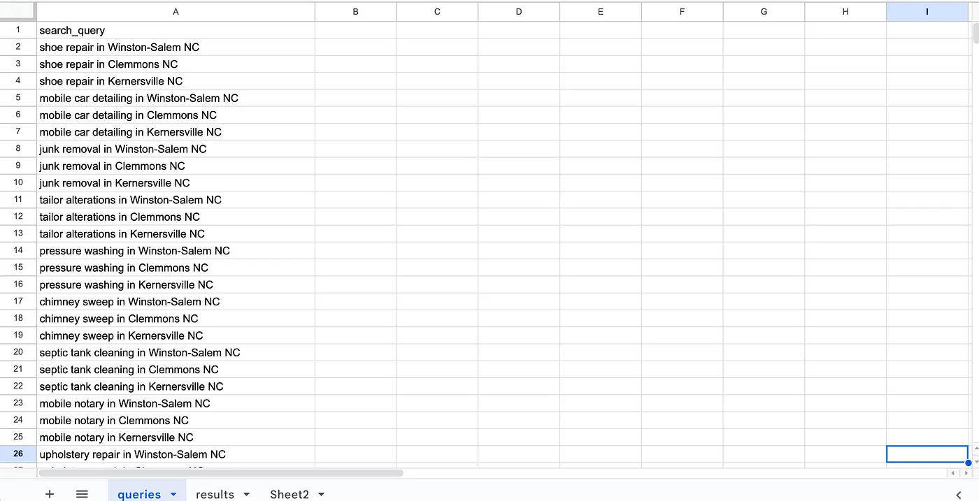Tab for search queries to use